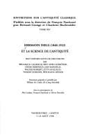 Tapa de Hermann Diels, 1848-1922 Et La Science De L'antiquite (Entretiens Sur L'antiquite Classique De La Fondation Hardt) (French Edition)