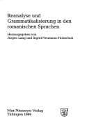 Tapa de Reanalyse und Grammatikalisierung in den romanischen Sprachen