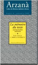 Tapa de La mémoire du texte : intertextualités italiennes (Arzanà) (French Edition)