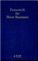 Tapa de Festschrift für Prof. Dr. Horst Baumann