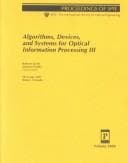 Tapa de Algorithms, Devices, and Systems for Optical Information Processing III