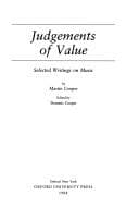 Tapa de Judgements of value