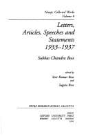 Tapa de Letters, articles, speeches and statements, 1933-1937