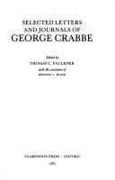 Tapa de Selected journals and letters of George Crabbe