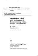 Tapa de Measurement theory with applications to decisionmaking, utility, and the social sciences