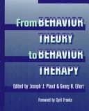 Tapa de From Behavior Theory to Behavior Therapy
