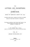 Tapa de The letters and inscriptions of Ḥammurabi, King of Babylon, about B.C. 2200
