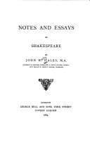 Tapa de Notes and Essays on Shakespeare