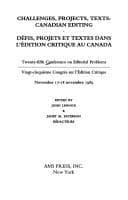 Tapa de Challenges, projects, texts: Canadian editing =