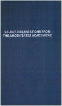 Tapa de Select Dissertations from the Amoenitates Academicae (History of ecology)