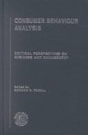 Tapa de Consumer Behaviour Analysis (Critical Perspectives on Business and Management)