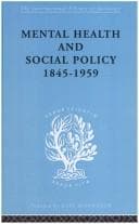 Tapa de Mental health and social policy, 1845-1959