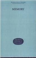 Tapa de Memory (Muirhead Library of Philosophy)