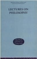 Tapa de Lectures on Philosophy (Muirhead Library of Philosophy)