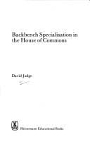 Tapa de Backbench Specialization in the House of Commons
