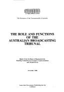 Tapa de The role and functions of the Australian Broadcasting Tribunal