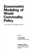 Tapa de Econometric modeling of world commodity policy