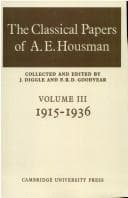 Tapa de The classical papers of A. E. Housman