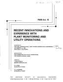 Tapa de Recent innovations and experience with plant monitoring and utility operations