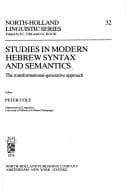 Tapa de Studies in modern Hebrew syntax and semantics