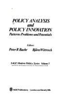 Tapa de Policy analysis and policy innovation