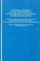 Tapa de A Critical Edition of Two Modern Plays on the Dramatic Character of Sir John Falstaff