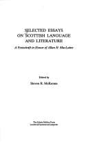 Tapa de Selected essays on Scottish language and literature