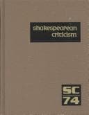 Tapa de SC Volume 74 Shakespearean Criticism