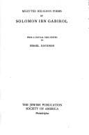 Tapa de Selected Religious Poems of Solomon Ibn Gabirol