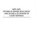Tapa de Studies in Jewish education and Judaica in honor of Louis Newman =