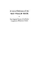 Tapa de A List of Editions of the Bay Psalm Book or New England Version of the Psalms