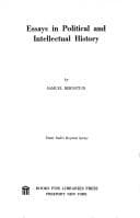 Tapa de Essays in Political and Intellectual History