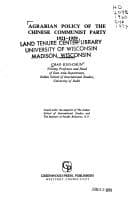 Tapa de Agrarian policy of the Chinese Communist Party, 1921-1959