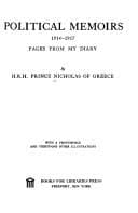 Tapa de Political memoirs, 1914-1917;