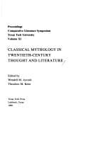 Tapa de Classical mythology in 20th century thought and literature