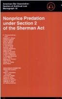 Tapa de Nonprice Predation Under Section 2 of the Sherman Act (Monograph (American Bar Association. Section of Antitrust Law);, 18.)