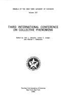 Tapa de International Conference on Collective Phenomena (Annals of the New Work Academy of Sciences; Vol 337)