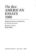 Tapa de Best American Essays, 1988 (Best American Essays)