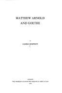 Tapa de Mathew Arnold and Goethe (Texts and Dissertations Series) (Mhra Texts and Dissertations)