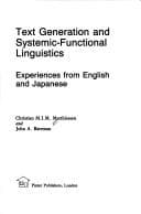 Tapa de Text Generation and Systemic-Functional Linguistics