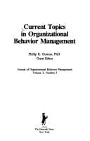 Tapa de Current topics in organizational behavior management