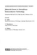 Tapa de Materials Issues in Amorphous-Semiconductor Technology