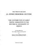 Tapa de The contribution of early travel narratives to the historical geography of Greece