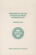 Tapa de Democritus and the Sources of Greek Anthropology (Philological Monographs, No 25)