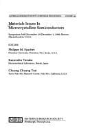 Tapa de Materials Issues in Microcrystalline Semiconductors