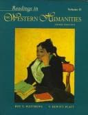 Tapa de Readings in the Western humanities