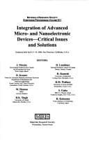 Tapa de Integration of Advanced Micro- And Nanoeletronic Devices--Critical Issues and Solutions, Symposia Held April 13-16, 2004, San Francisco, California, U