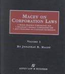 Tapa de Macey on Corporation Laws: Model Business Corporation Act : Delaware's General Corporation Law