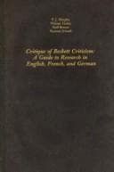 Tapa de Critique of Beckett criticism