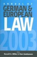 Tapa de Annual of German and European Law
